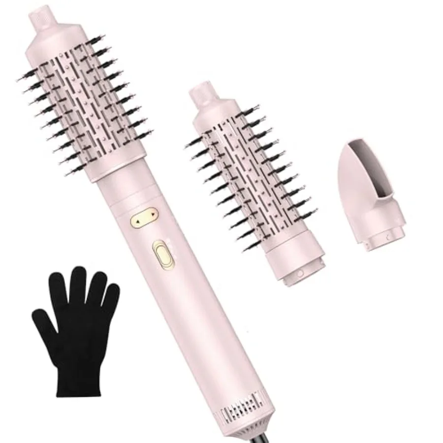 

3 in 1 Rotating Hair Dryer Brush with Detachable 2 1.5 Brush Negative Ionic 100-120V 3 Heats 2 Speeds Spinning Hot Air Brush fo