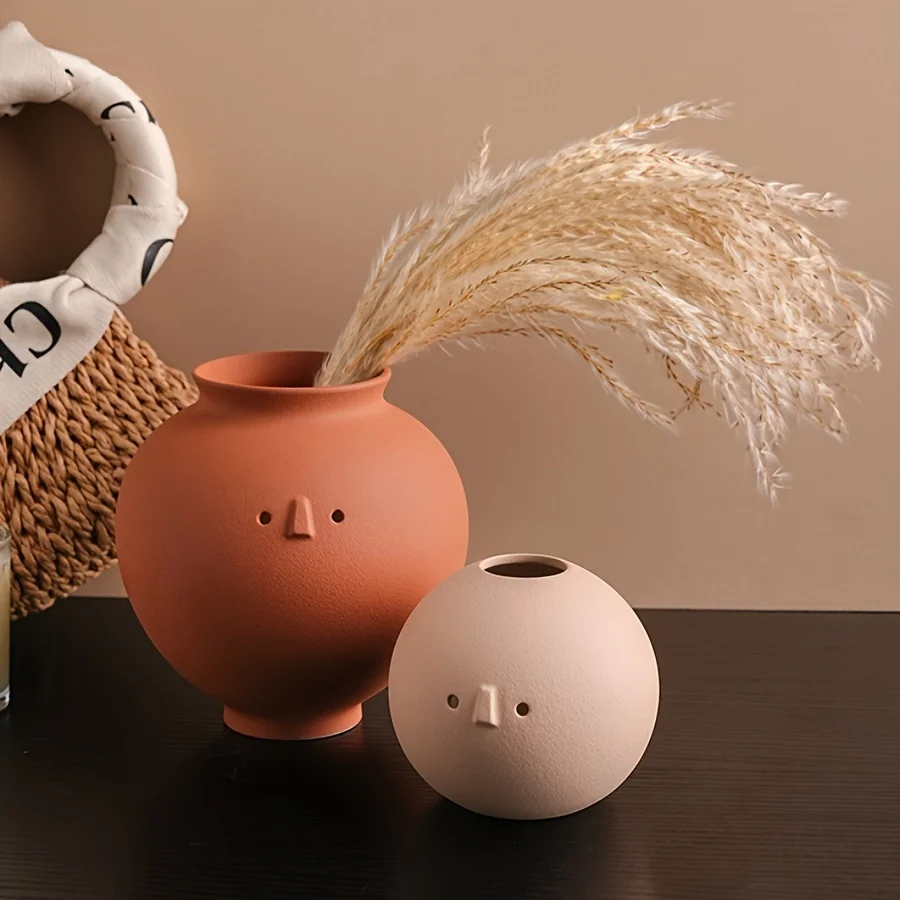 

Vintage Wabi Sabi Ceramic Vase Home Decor Living Room Tabletop Flower Art Ornament