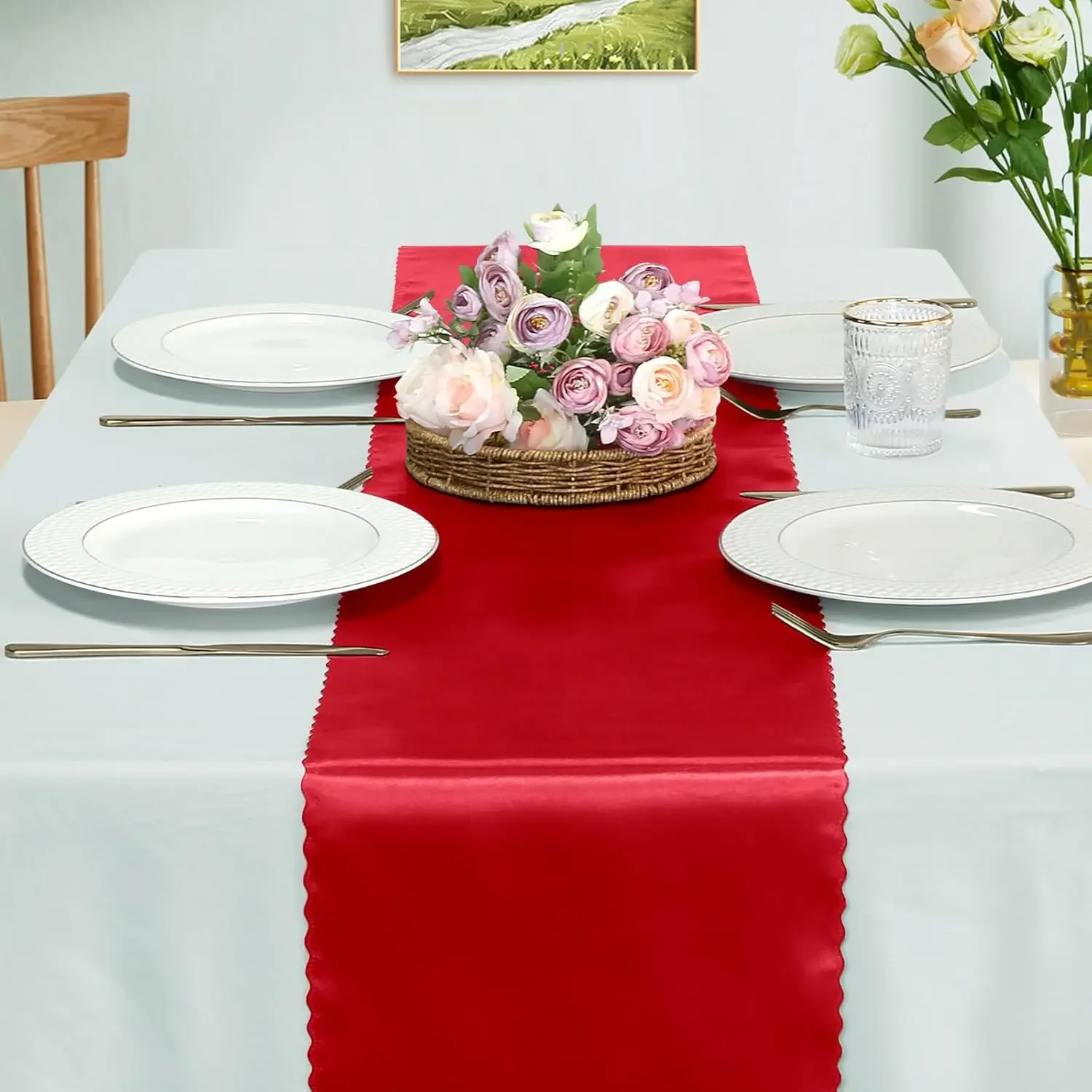 30cmx275cm Satin Table Runner Banquet Wedding Silk Ribbon Table Flags for Party Supply Decoration Table Cover RunnerTablecloth