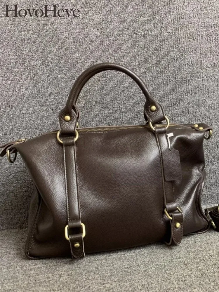 

Office Ladies Large Capacity Satchels Cowskin Genuine Leather Handbag Totes Single Shoulder Bags Business Casual Messenger Bag