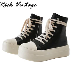 Rick Vintage Platform Women Sneakers High Top Cross Tied Men's Casual Shoes Leisure Brand Desig Lace Up Fashion Shoes Zip Botas