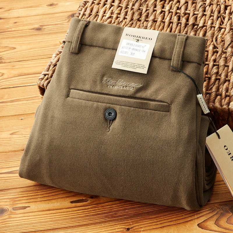 

Men's Thi Winter Trousers Woolen Straight Leg Casual Pants Anti-Wrinkle Busin Long Trousers Four-Way Elastici Warm