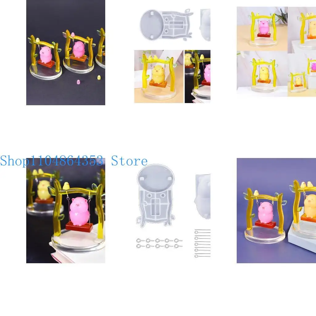 

652F Swing Pig Silicone Mold Piggy Resin Mold for Epoxy Casting,for Play On a Swing Pig Mold Supply for DIY Crafts Car Access