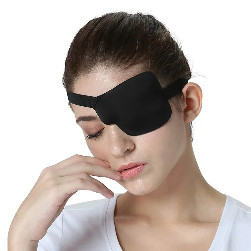 1x Black Single Eyepatch Blindfold Adult Child Strabismic Amblyopia Protector Eye Mask Adjustable Sleeping Eyeshade Pirate Props