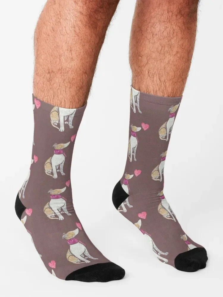 Aquarell Whippet Socken Valentinstag Geschenk ideen Strümpfe Neujahrs strümpfe Kompression Junge Kind Socken Frauen