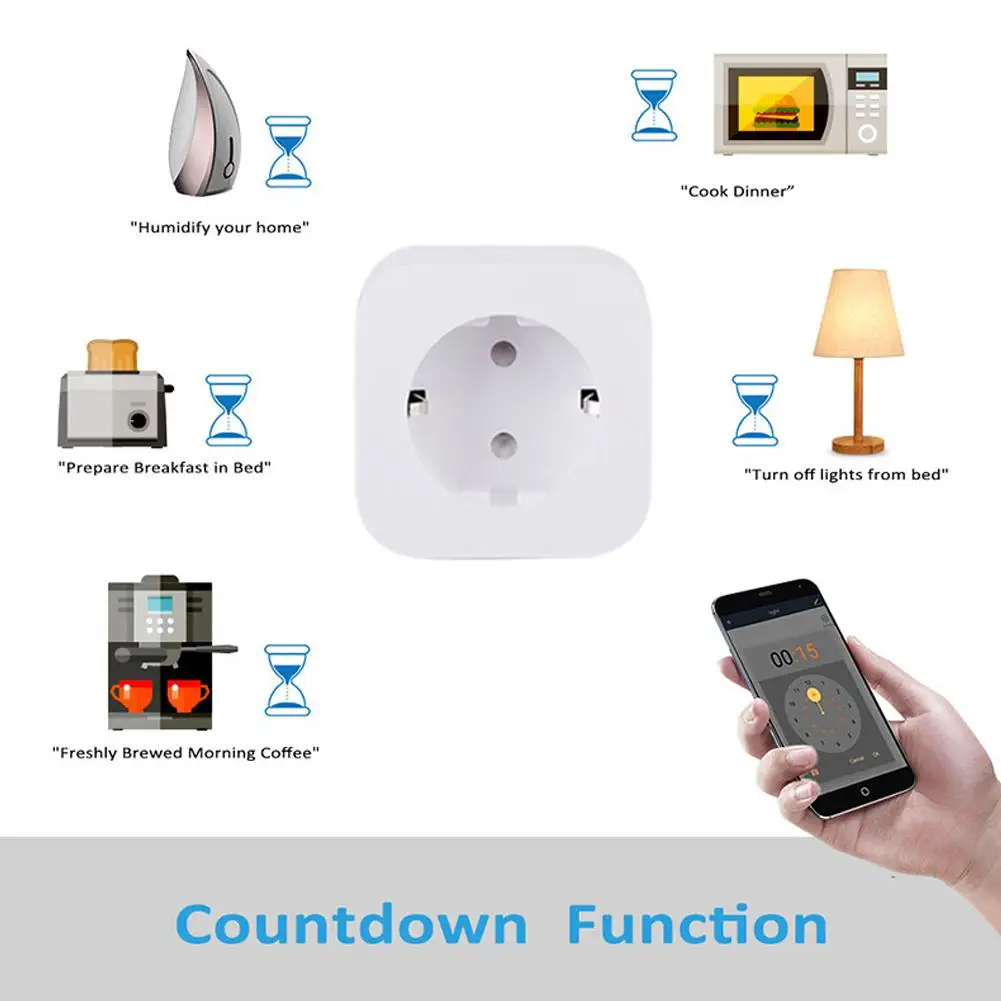 Smart Socket EU 16A/20A Wifi Smart Plug With Power Monitoring Smart Home Voice Control Support