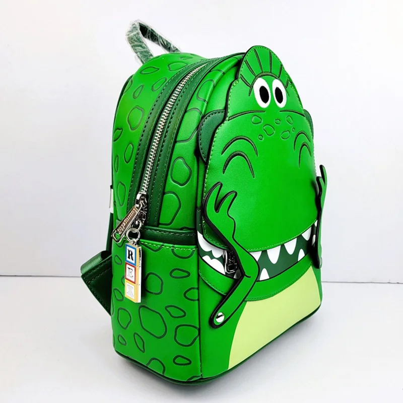 Disney Toy Story Rex Cosplay Mini Backpack Green Dinosaur PU Leather Women Double Shoulder Backpacks