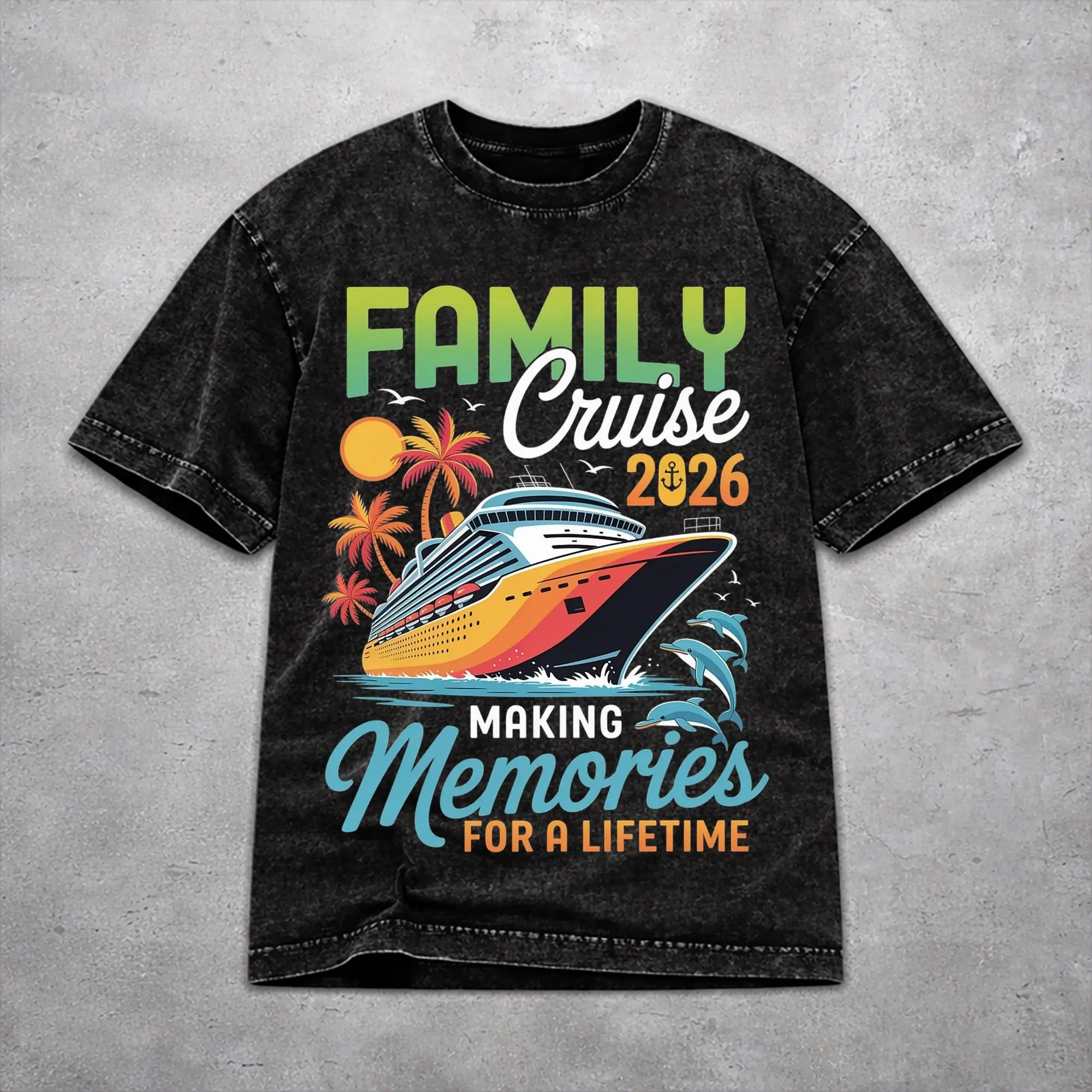 Family Cruise 2026  T Shirt Harajuku Style For Men Women Pure Cotton T-Shirts Tee Clothing