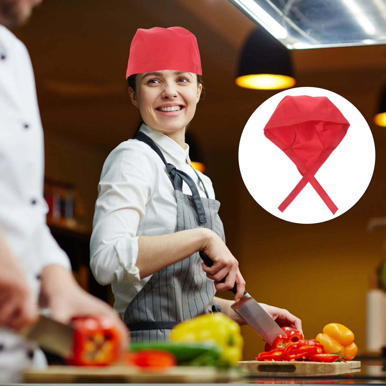 Turban de chef cuisinier à la mode, chapeau de serveur, ruban tête de mort, rouge, 7,5