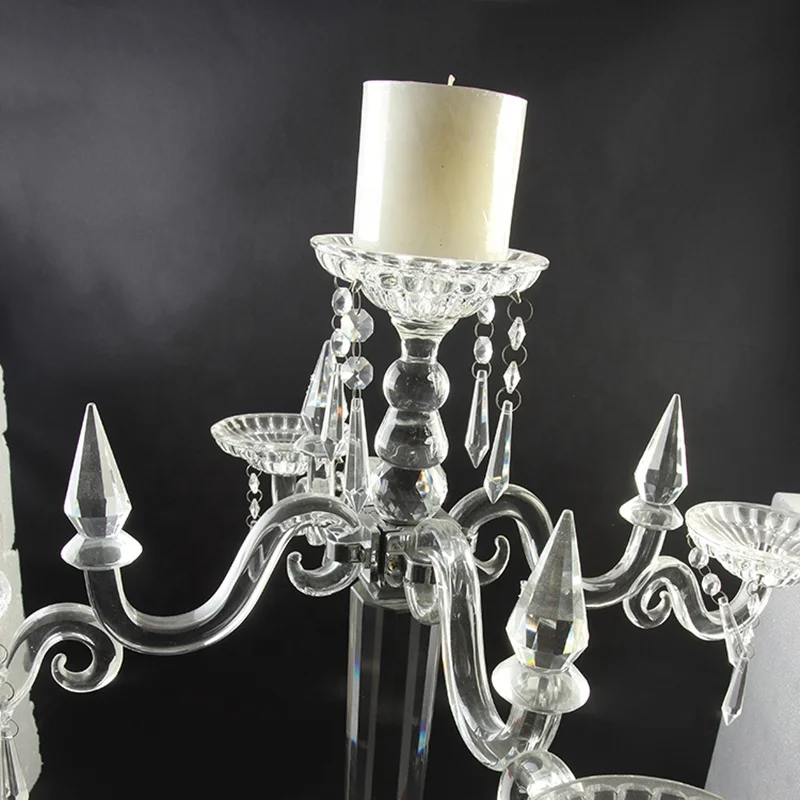 9 arms crystal candelabra candle wedding centerpieces/Holder burn incense clear glass/crystal candle holder centerpieces