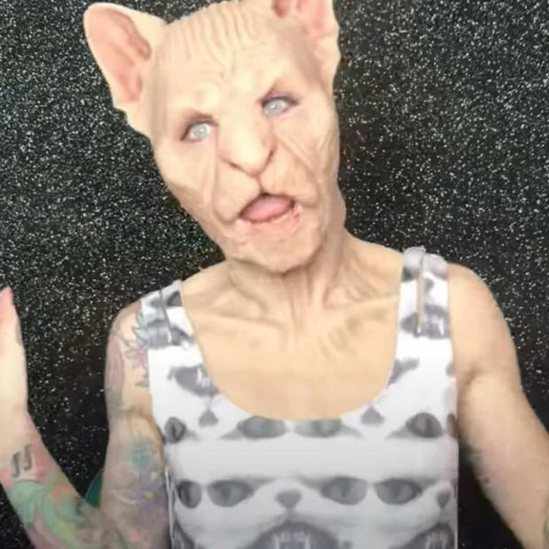 Adult Hairless Cat Mask - Full Head Latex Halloween Costume