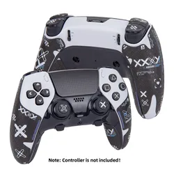 FINALORD Controller Anti Skid Grip Tapes Compatible With Playstation 5 DualSense Edge Handle,Buttons,Trigger(Cross print-Black)
