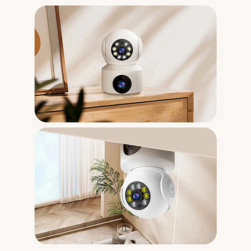 كاميرا Xiaomi 4K مزدوجة العدسة قابلة للدوران، مراقبة واي فاي، تتبع تلقائي، لون الصوت، رؤية ليلية، كاميرا ويب ذكية داخلية