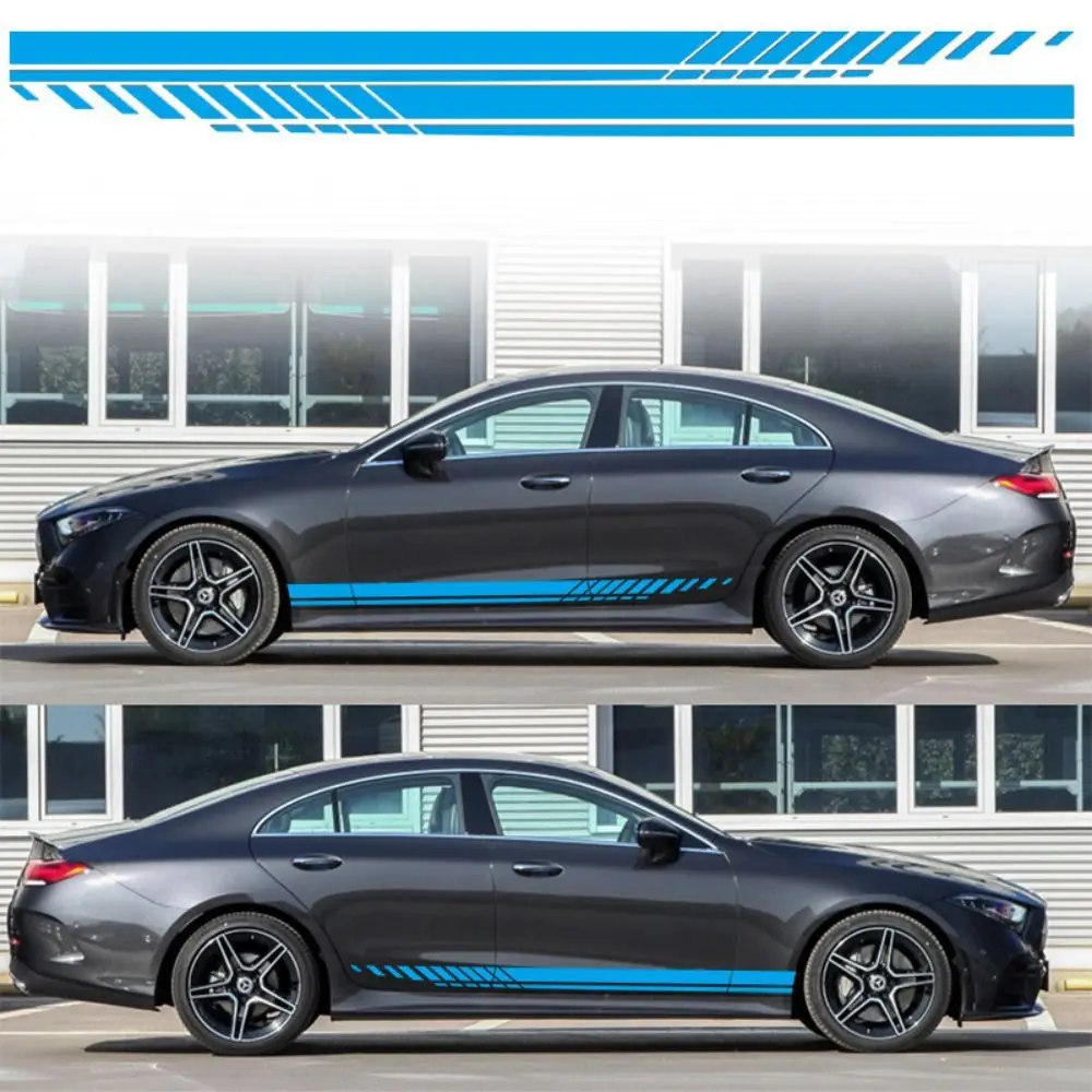 2 Stück PVC Auto-Seitendekor Universelle Coole Autotür-Streifen Mehrfarbiger Sport-Stil Rennstreifen Grafik-Aufkleber Offroad – Detail 3
