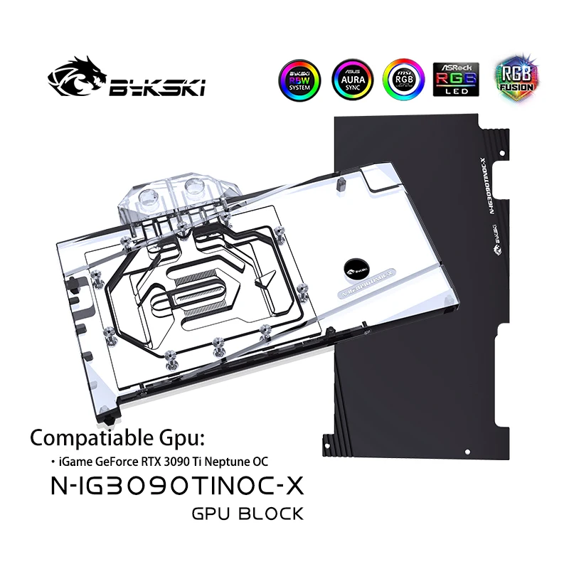 

Bykski GPU Water Block for IGame RTX3090Ti Neptune OC Video Card Cooled/with Backplane Copper Radiator Coolling,N-IG3090TINOC-X