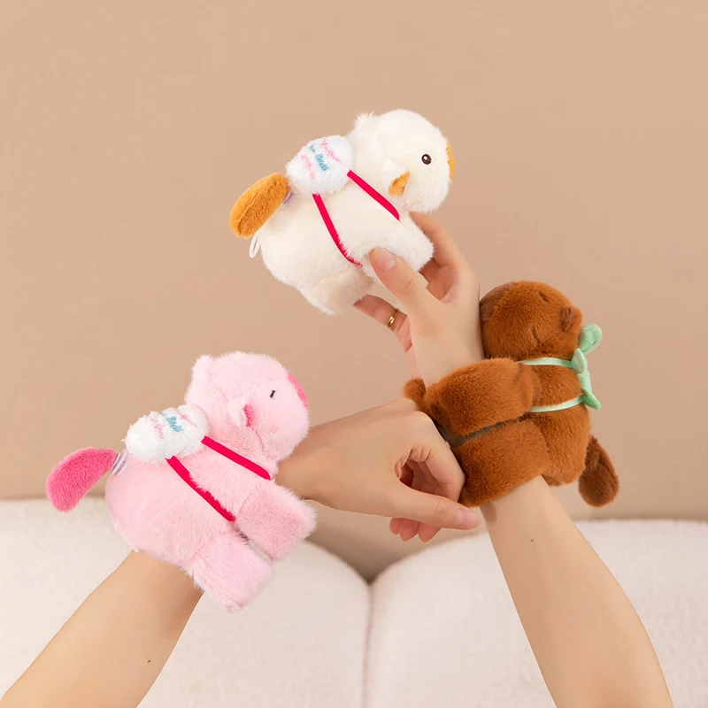 Capybara Clap Circle Toys Slap Snap Wrap Wristband Bracelet Stay Wire Rotate Tail Capybara Plush Doll Hand Ring Fun Circles Gift