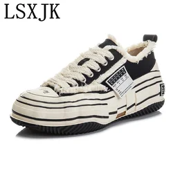 LSXJK Beggar's Shoes 2022 New Spring Top Layer Cowhide Shoes Women's Flat Shoes Women's Thick Sole Leather Vulcanized Shoes