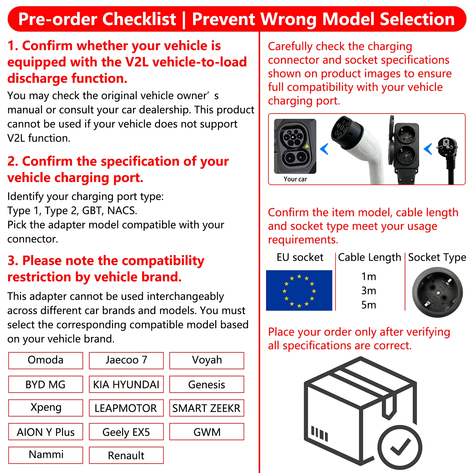 EV Typ2 V2L Entladeadapter Fahrzeug-zu-Last-Kabel EU-Steckdose EV Auto V2L Strom-Entladekabel EU-Steckdosenadapter – Detail 1