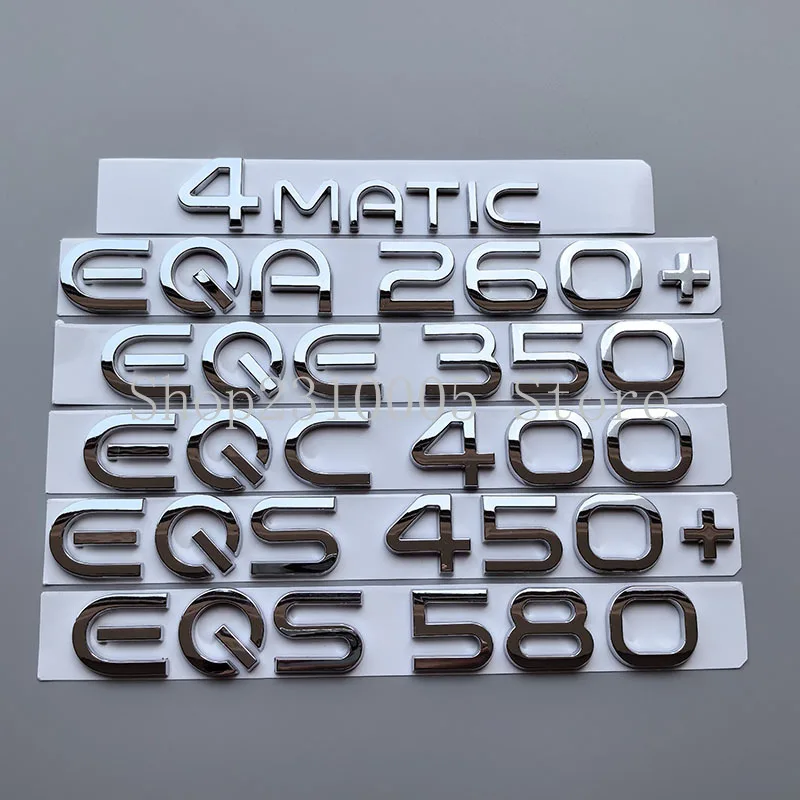 2020 New Energy Car ABS Emblem EQA EQB EQC EQE EQS Series EQS450+ 4matic Car Trunk Nameplate Logo Sticker Chrome Glossy Black