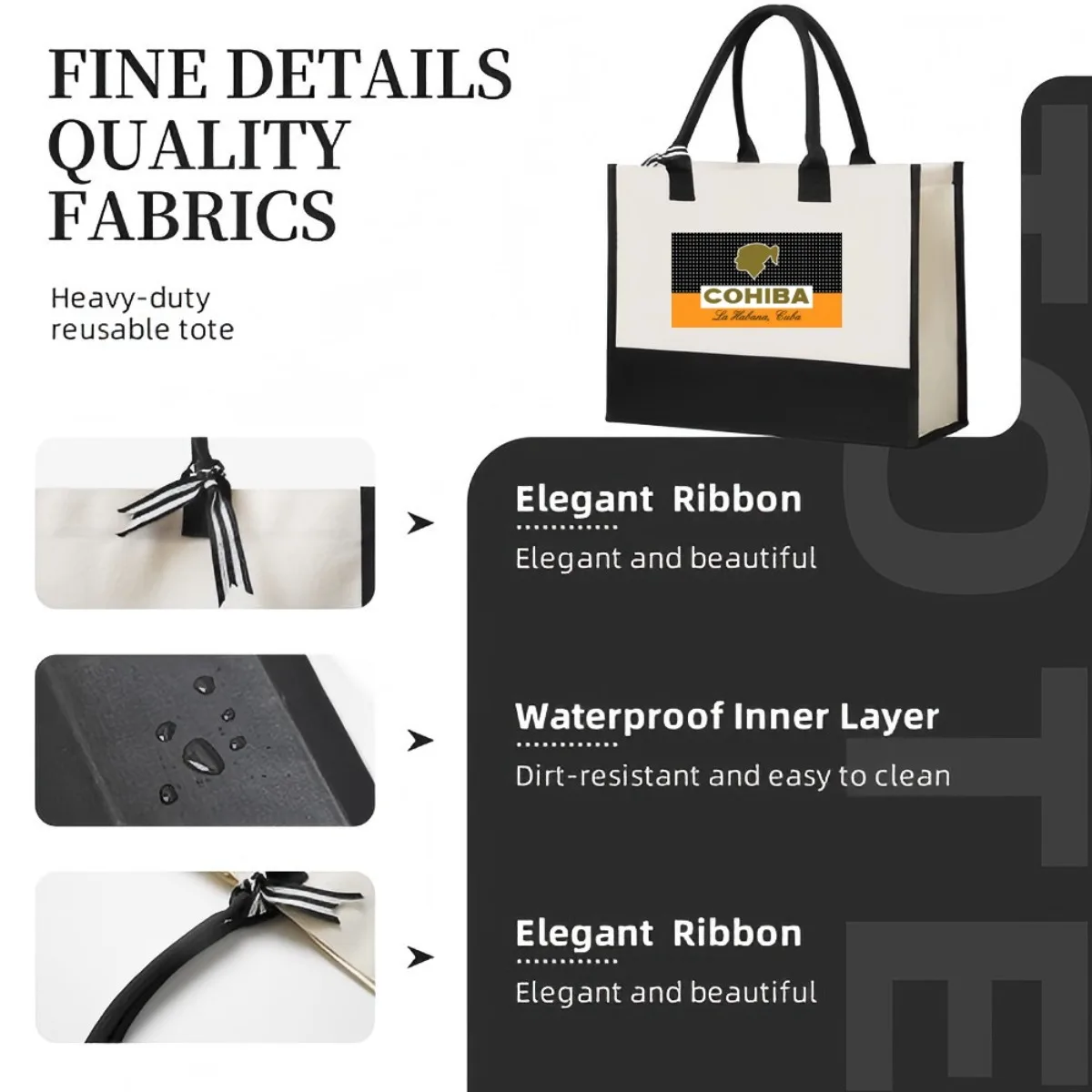 السيجار الكوبي لا 2026 وصول جديد موضة عملية واسعة قابلة لإعادة الاستخدام حمل حقيبة نمط طباعة 2 لهجة الثقيلة كبيرة #5