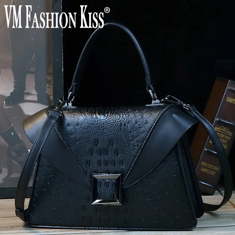 

Элегантная женская сумка в стиле ретро с крокодиловым узором + страусиный узор, подходящий дизайн, верхняя сумка из искусственной кожи, сумка через плечо