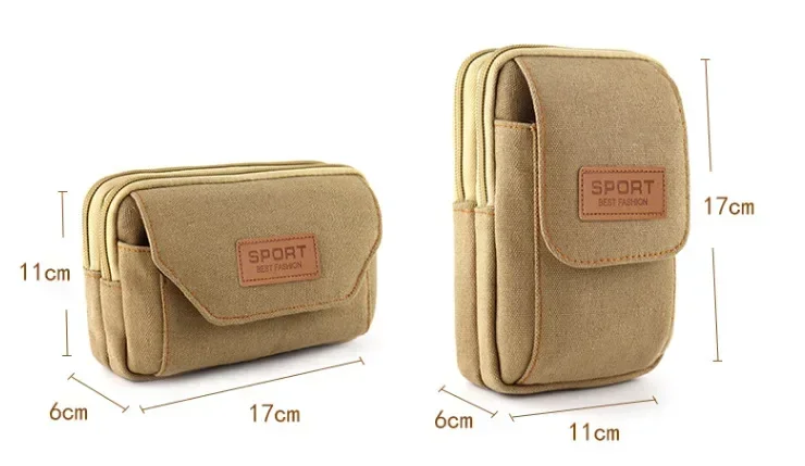 6,5 inch heren zacht zakje riem heuptas tas kleine zak canvas heuptasje hardloopzakje reizen camping tassen borsttas