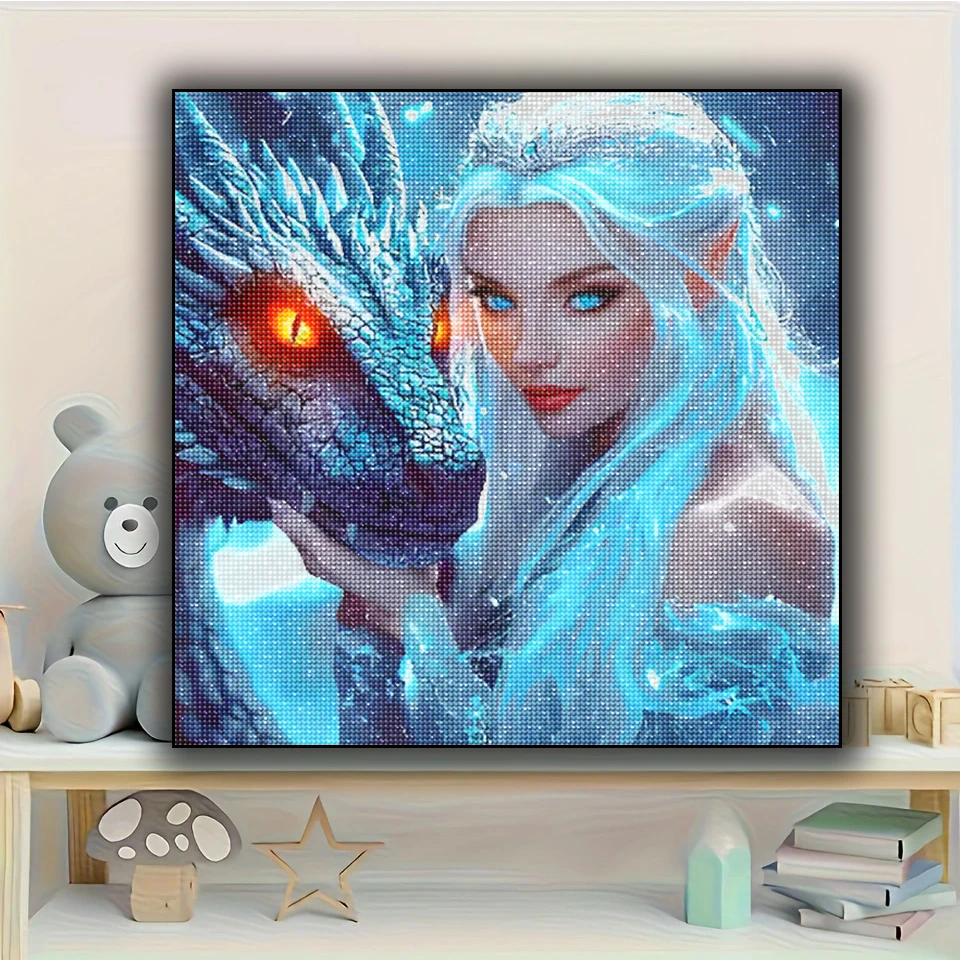 Dragon Snow Queen Diamond Painting DIY Full Square Round Drill Mosaic Jewelry Cross Stitch Embroidery Art Anime Woman Home Decor view 3