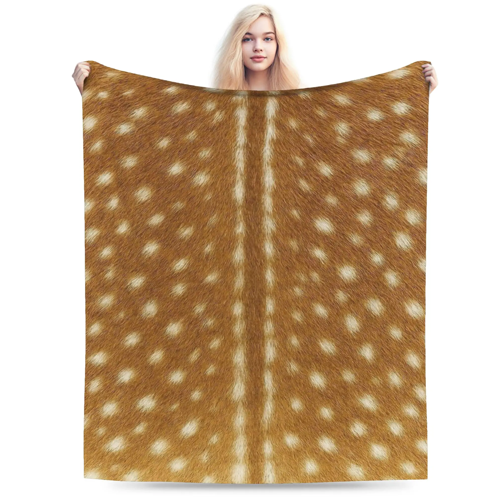 Brown Base Light Antelope Spot Accessories Blanket Ultra-Soft Flannel  Throw Blankets Relax Bedspreads