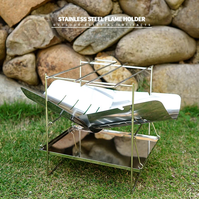 Wood Burning Camping Stove Portable Foldable Outdoor Cooking Stove Windproof Fire Pit Barbecue Grill For Hiking Backpacking view 2