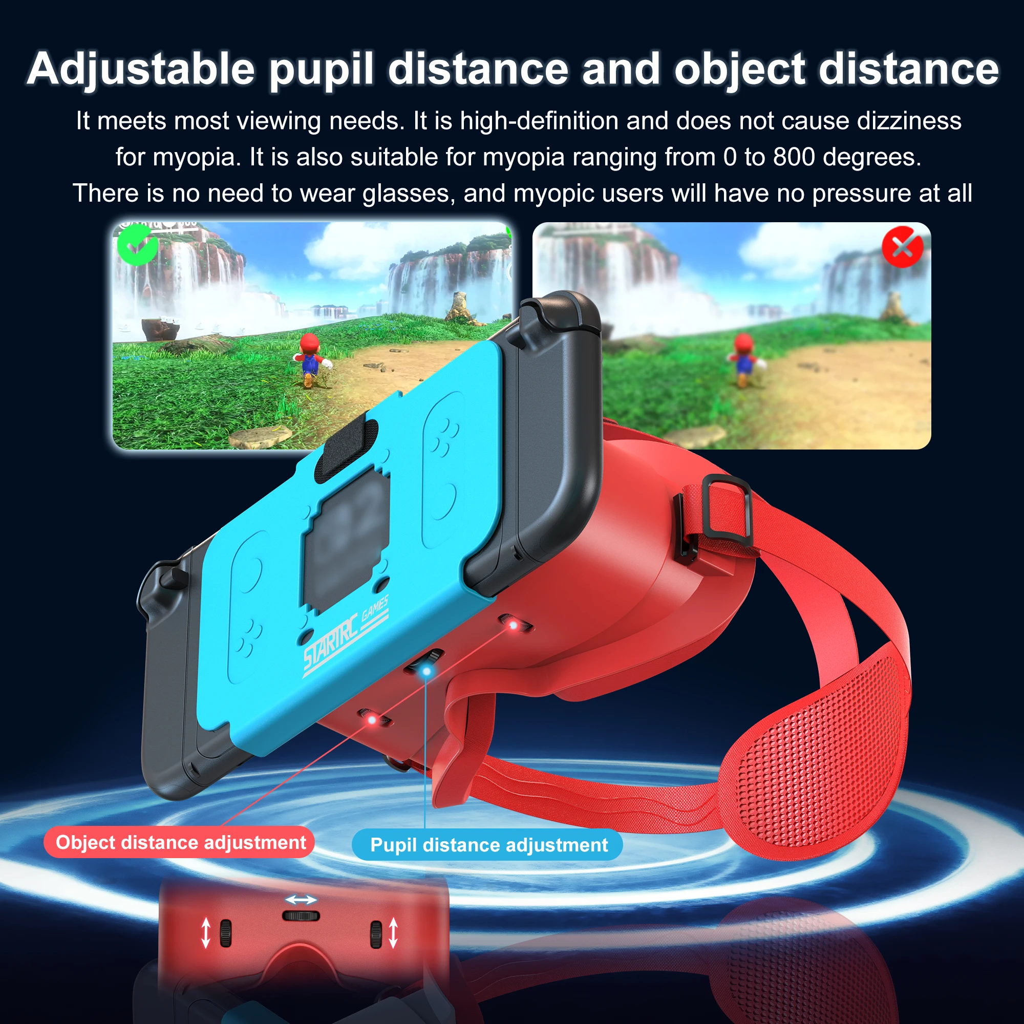 Hellodigi سماعة VR للتبديل 2 نظارات ثلاثية الأبعاد أفلام الواقع الافتراضي NS 2 VR تجربة الألعاب الغامرة عقال لين قابل للتعديل #4