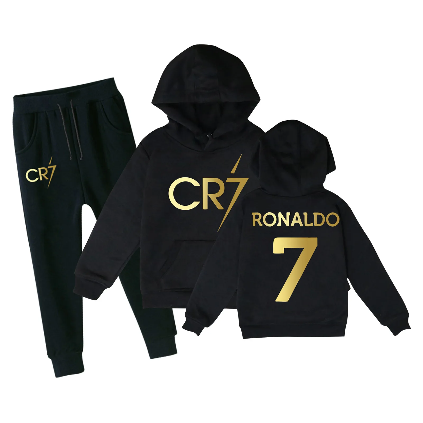 Felpe con cappuccio per ragazzi e ragazze felpa con stampa Set di pantaloni per completi per bambini abbigliamento sportivo carino Teen Ronaldo Tops