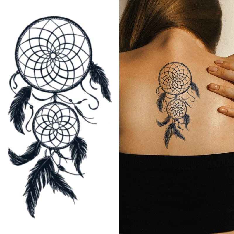 1pc Waterproof Temporary Tattoos for Women Men Sun Cluster Dream Catcher Tatoos Fake Pendant Tattoo Sticker Sexy Body Arm