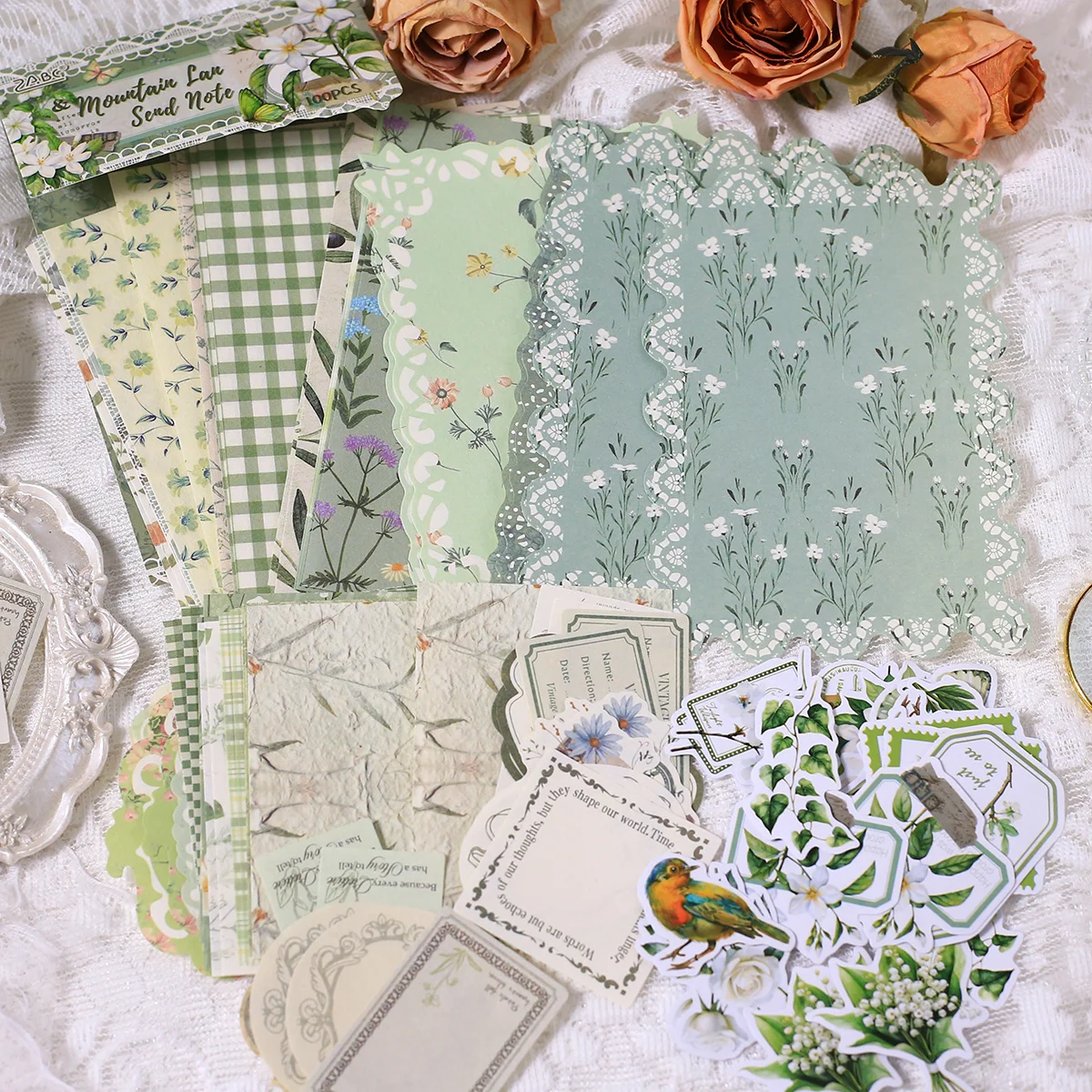 100 Pcs Vintage Scrapbooking Paper Collage Self-Adhesive Stickers DIY Crafts Decoration Journal Embellishments Paper Material
