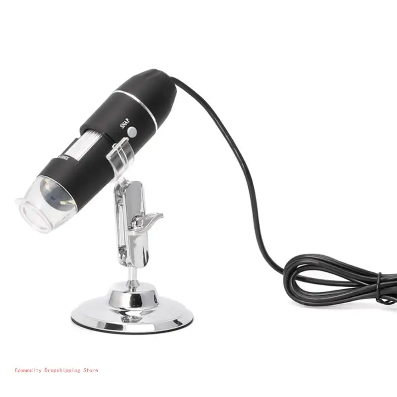 Portable Digital Microscope with Adjustable Metal Stand, 1600x Endoscope, 8 LED