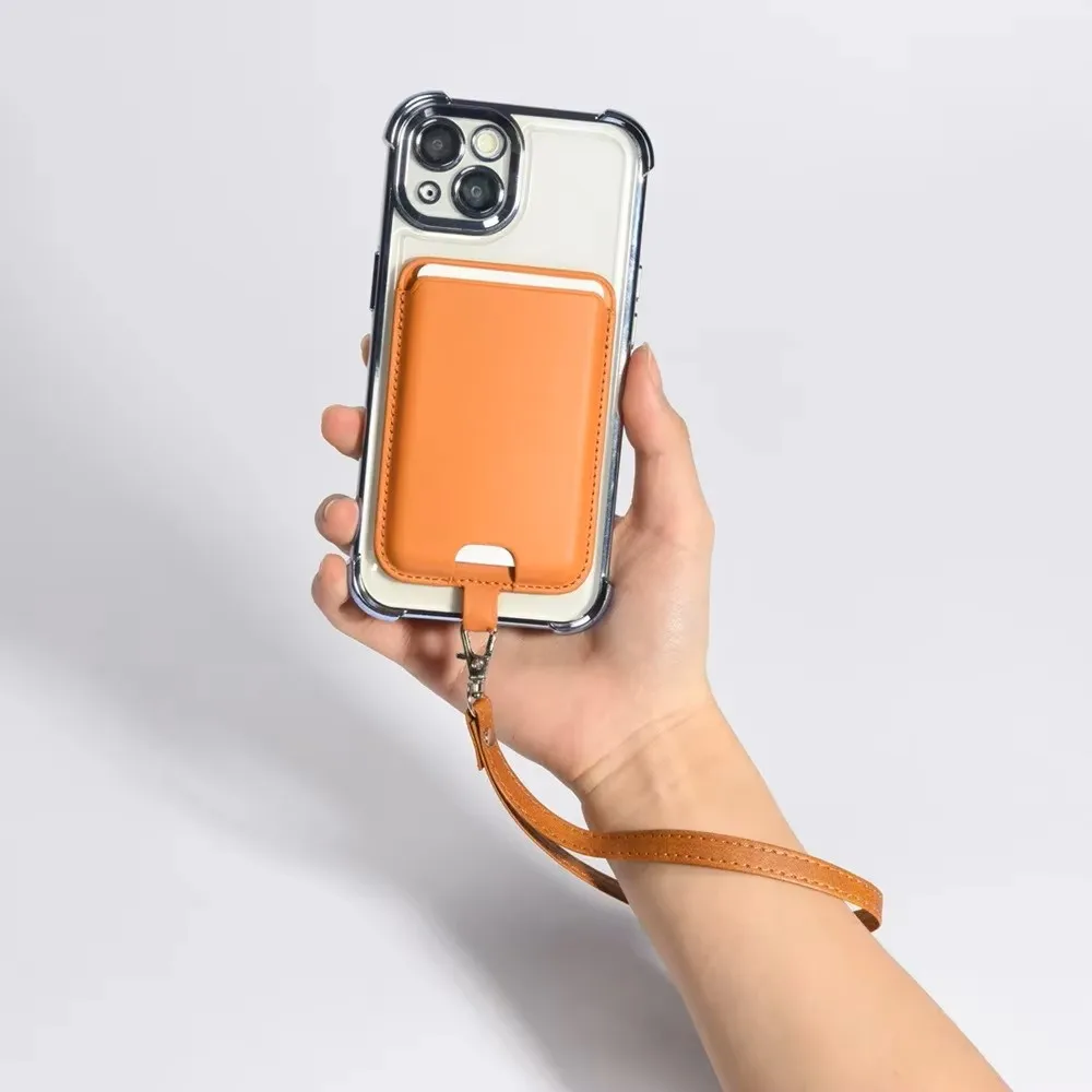 

Тонкий кожаный держатель для магнитных карт MagSafe, блокирующий сильный магнитный замок, чехол для предотвращения потерь для iPhone 17-13 Pro Max