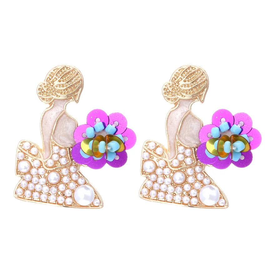 Sweet Cute Cartoon Girl Character Earrings for Woman