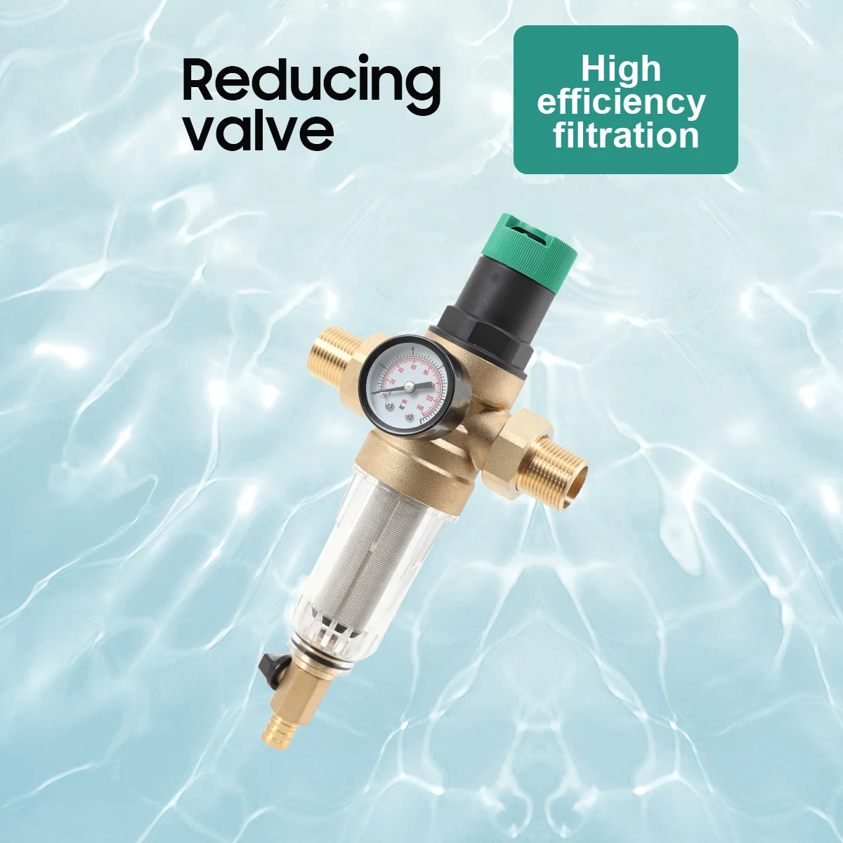 1 Stück Wasserdruckregler mit Rückspülfilter und Manometer DN20 Gartenbewässerungszubehör – Detail 4