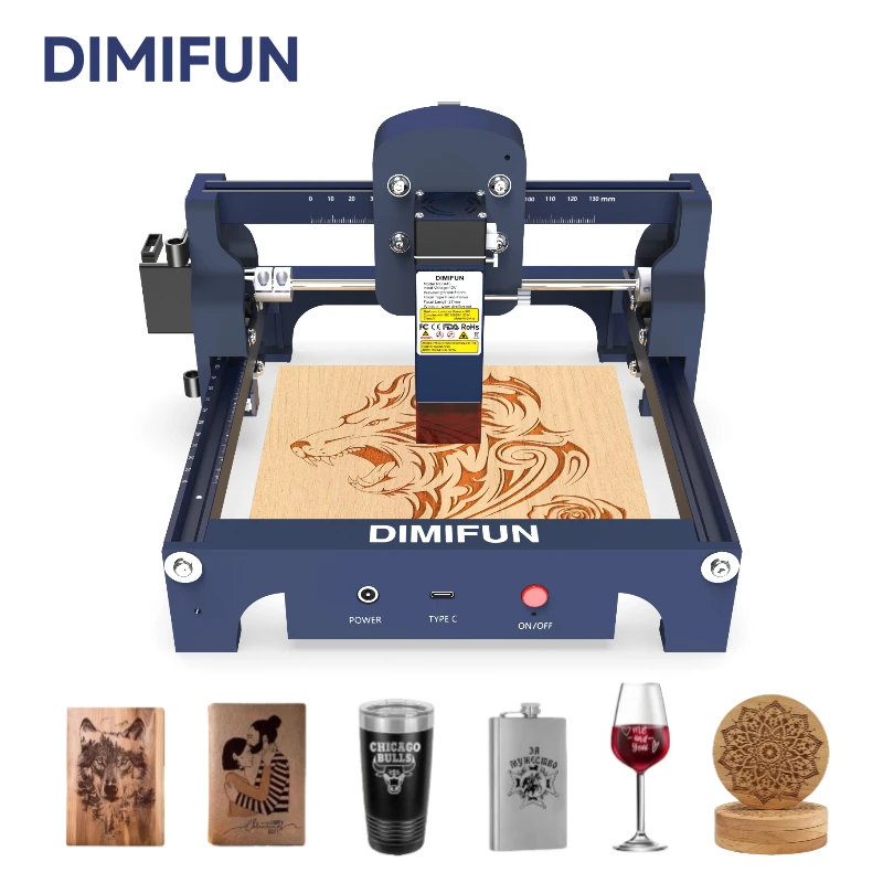 

Portable Mini DIMIFUN D9 4.5W Laser Cutting Woodworking Engraving Machine Can Engraving Acrylic Matte Stainless Steel CNC Laser
