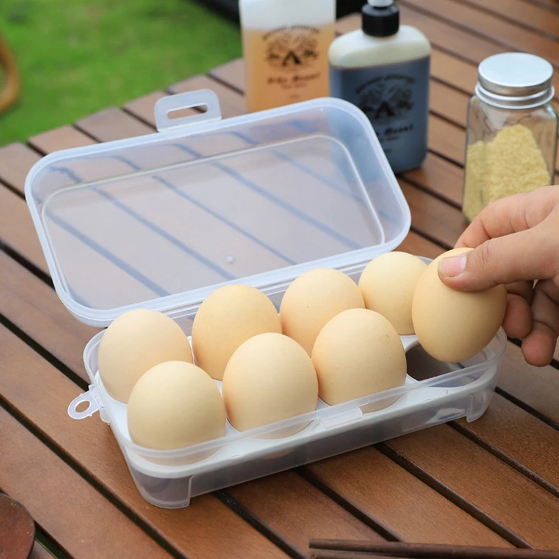 Portable Picnic Camping Egg Storage Box Egg Box Holders Camping Hiking Supplies 3/4/8 Grids Shockproof Egg Storage Dispenser