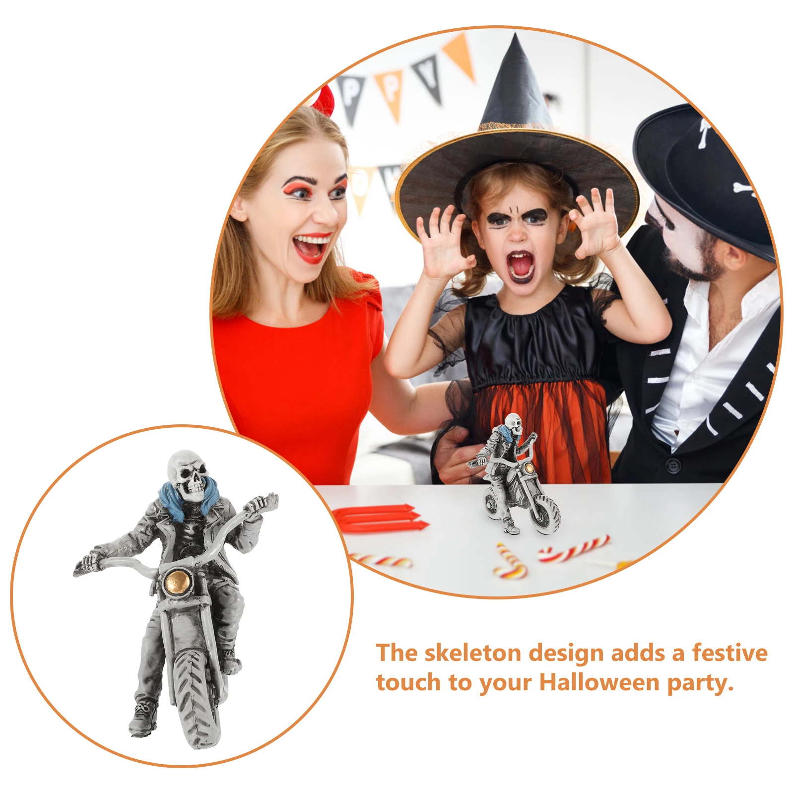 Estatua de calavera, decoración de resina, adorno de jardín de escritorio para Halloween, estatuilla fresca hecha en miniatura