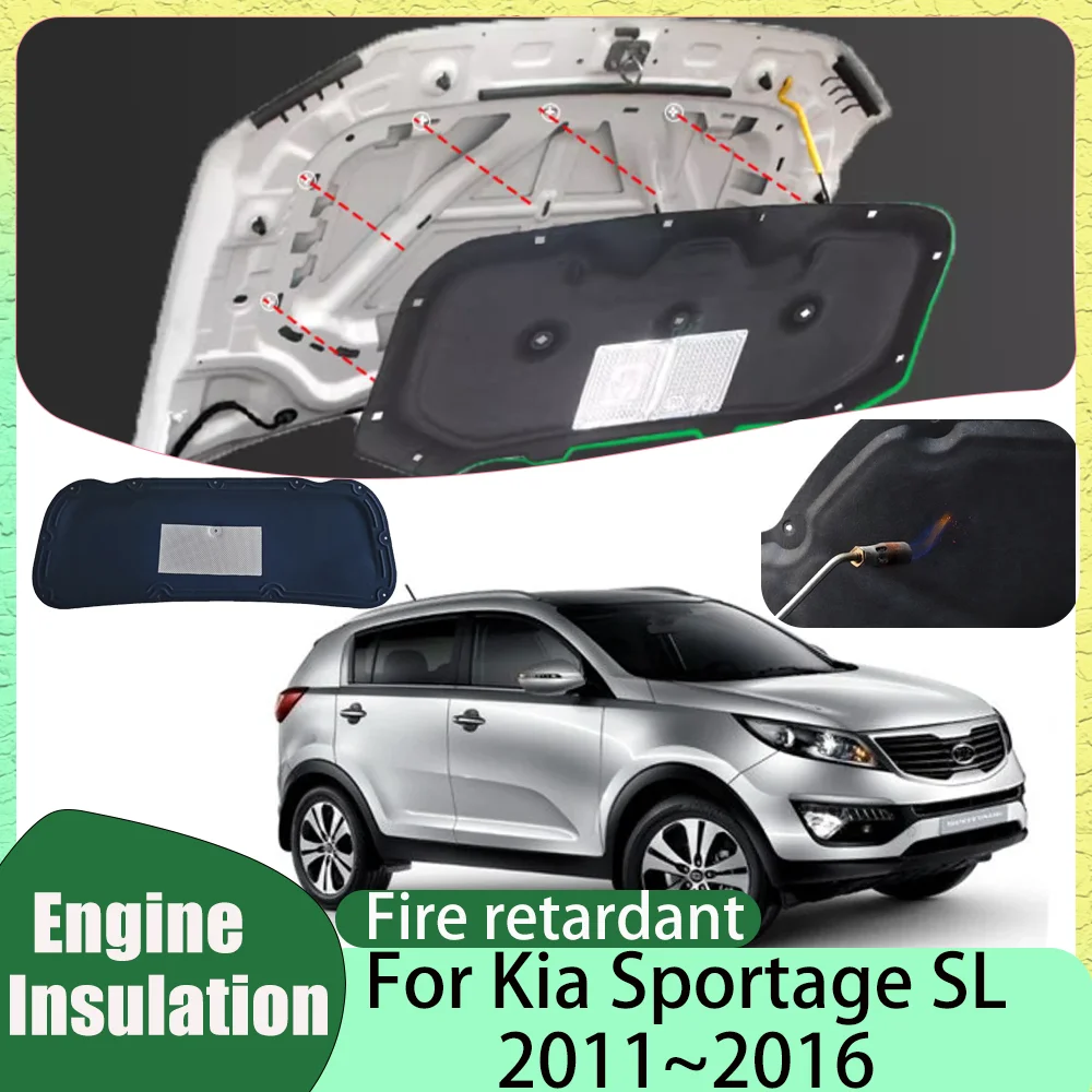 Pour Kia Sportage SL 2011 ~ 2016 2012 2013 2014 2015 capot de voiture moteur linin isolation thermique coton insonorisé tapis couverture accessoires