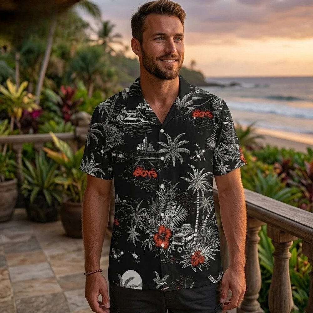 The Boys Billy Butcher Signature Style Summer Hawaiian Shirt TV Series Merch Loose and Comfortable Beach Cuban Collar Shirt