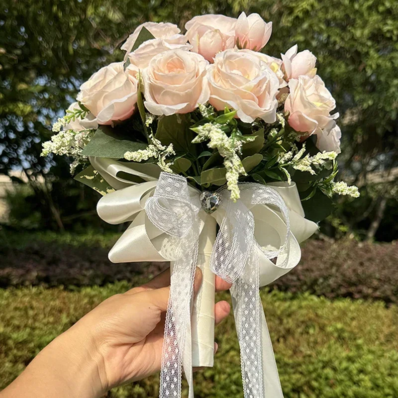1PC Wedding Bouquet for Bride Wheat Ear and Green Leaf Wedding Bouquet Ceremony Anniversary Bridal Shower Wedding Accessories image 4