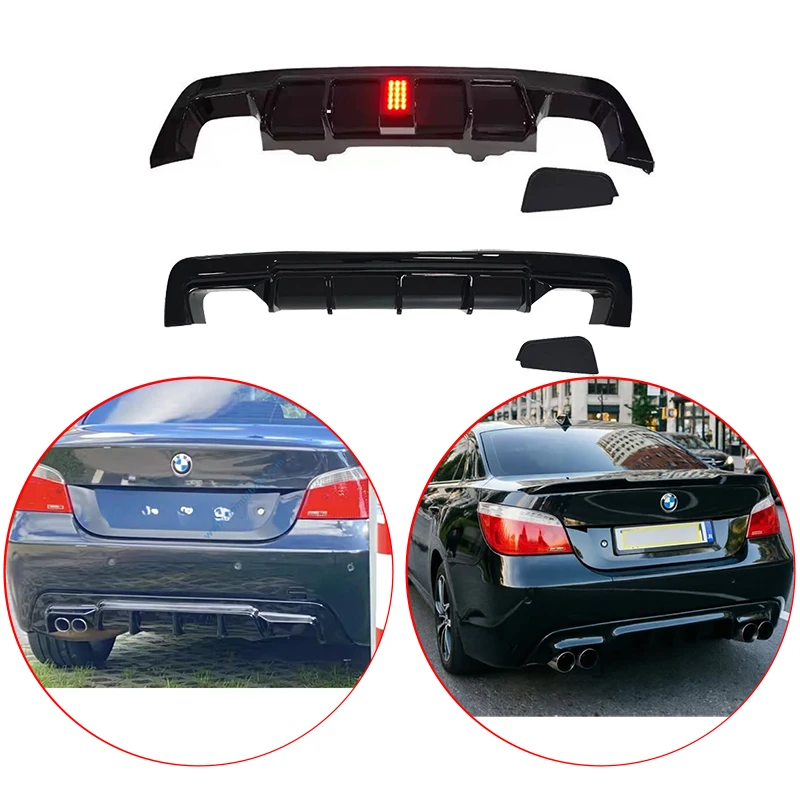 

For BMW 5 Series E60 2006 To 2011 MP M Sport MT Replacement Style LED Light Rear Bumper Diffuser Spoiler Lip ABS Glossy Black