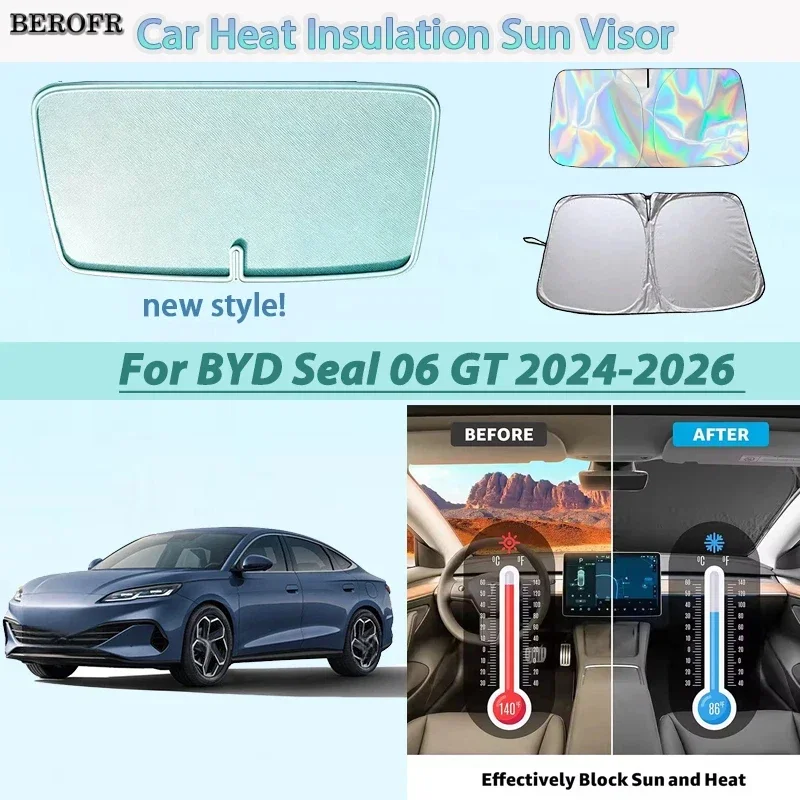 Car Accessories For BYD Seal 06 GT 2024-2026 Foldable Car Sun Visor Heat Insulation Windshield Sunshade Summer Cooling Auto