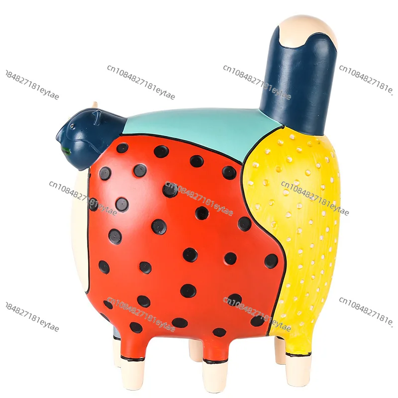 

Современный минималистичный абстрактный цветной орнамент в горошек с котом, украшение для детской комнаты, мультяшное украшение