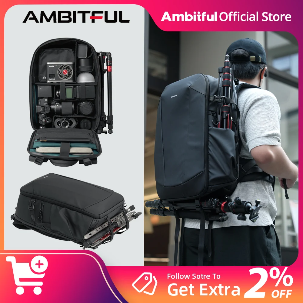 

AMBITFUL 25L Camera Backpack Professional Camera Backpack Drone Stabilizer Fill Light Lens Large Capacity Travel Storage Bag