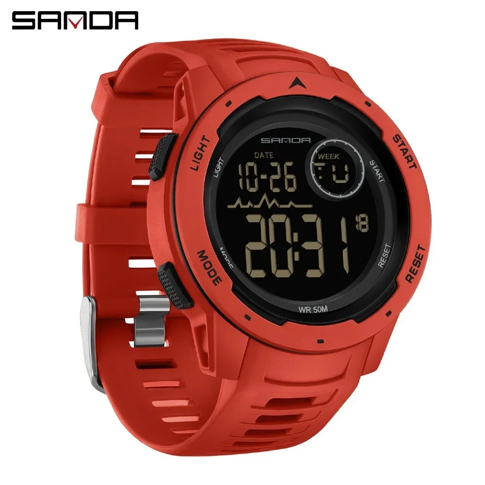 2023 New Fashion Sanda Top Brand Sports Watches Countdown Waterproof Led Digital Man Military Wristwatch