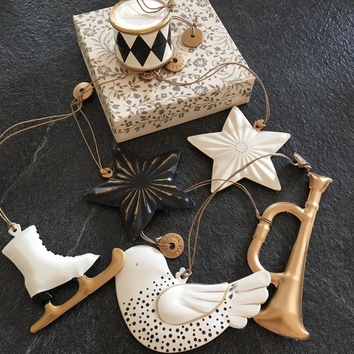 Aizulhomey-Dupla Face Metal Enfeites De Natal, Pintados À Mão, Pingente De Ferro, Decoração De Árvore De Natal, Artes Artesanato Presentes