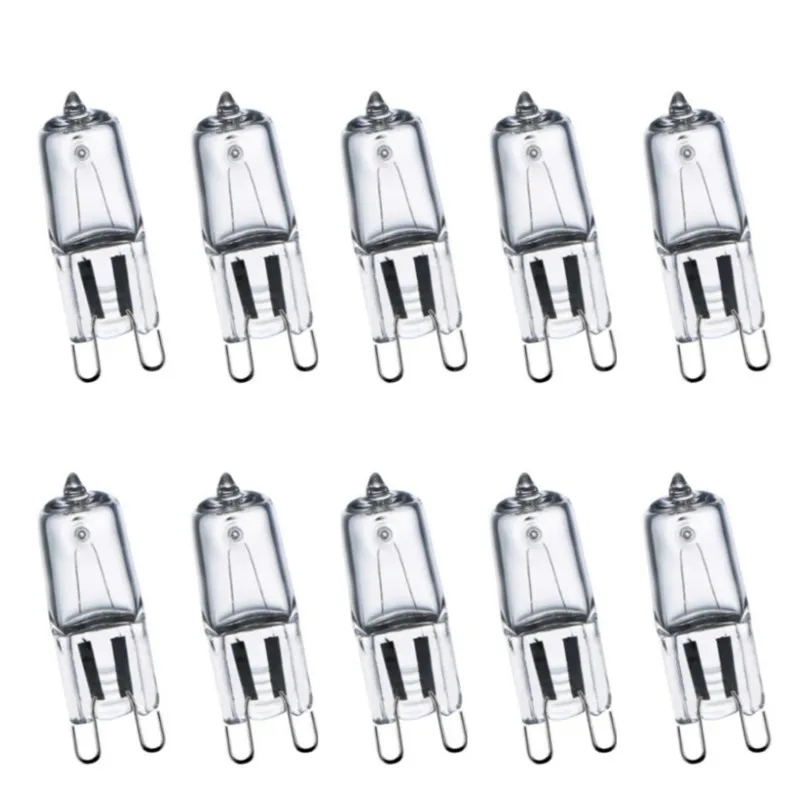 10ชิ้นหลอดฮาโลเจน G9 220V 20W 35W 50W G4หลอดไฟฮาโลเจนแสงลูกโลก JC Bi-PIN หลอดไฟ LED อะไหล่สีขาวอบอุ่น